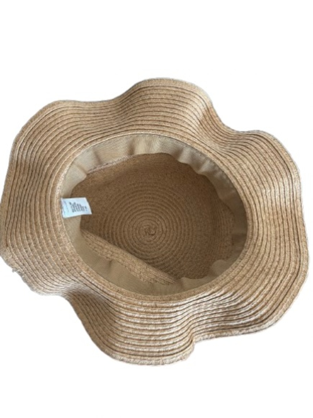 Brown Straw Floppy Sun Hat with Cream Bow - Picture 2 of 2